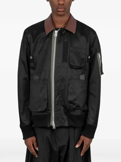Sacai Cotton Chino Blouson Jacket In Black