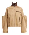 Sacai Cut-out Collared Jacket In Brown