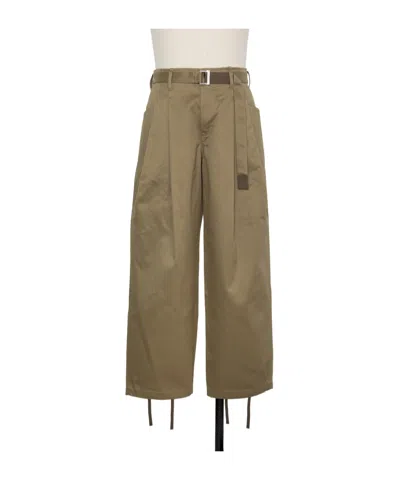 Sacai Cotton Chino Pants In Brown