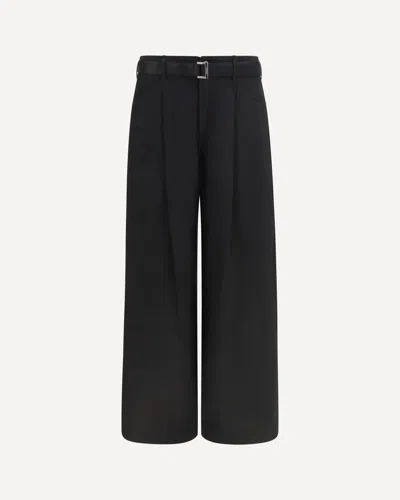 Sacai Belted Pleated Trousers In Black