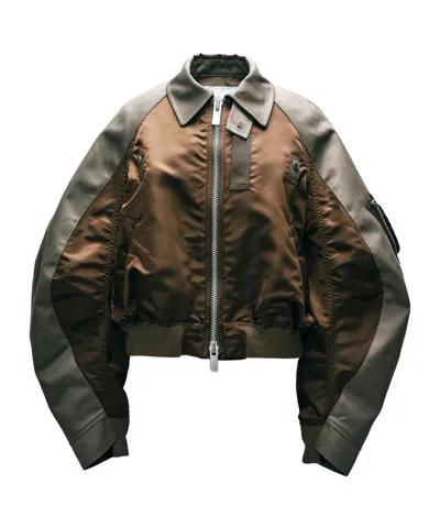 Sacai Cotton Chino X Nylon Twill Blouson In Black