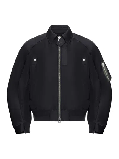 Sacai Cotton Chino X Nylon Twill Blouson In Black