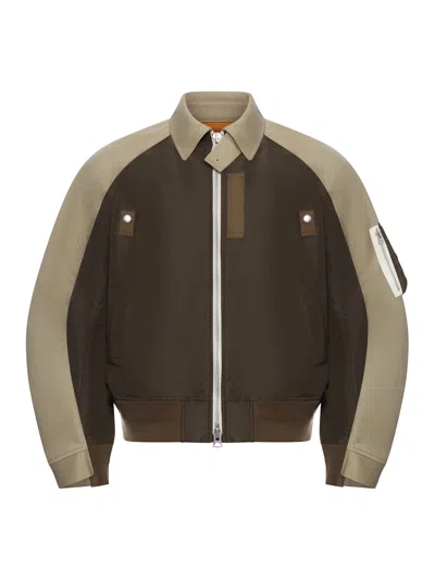 Sacai Cotton Chino X Nylon Twill Blouson In Brown
