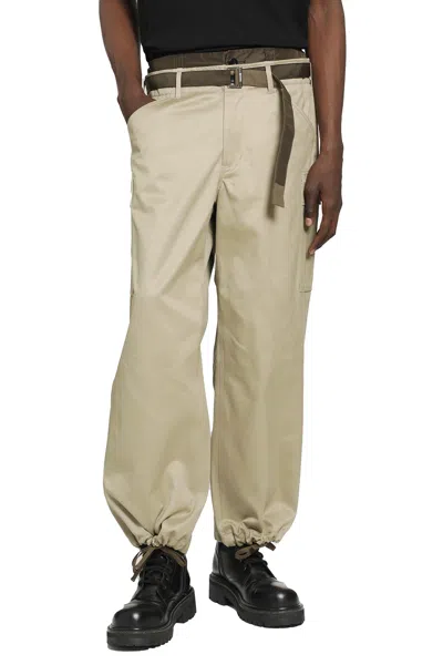 Sacai Cotton Chino X Nylon Twill Cargo Pants In Beige