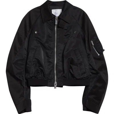 Sacai Cotton Chino X Nylon Twill Jacket In Black