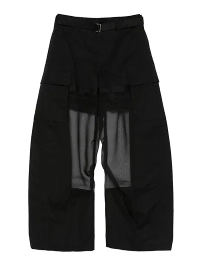 Sacai Cotton Coating Pants In Black
