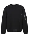 Sacai Cotton Crew Neck Sweater In Black