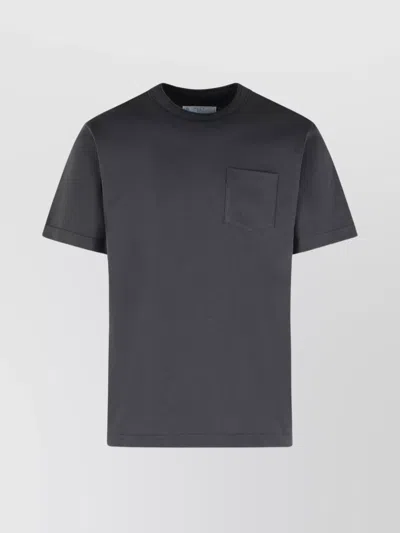 SACAI COTTON CREW NECK T-SHIRT WITH CHEST POCKET