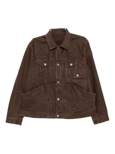 Sacai Long-sleeved Denim Jacket In Brown