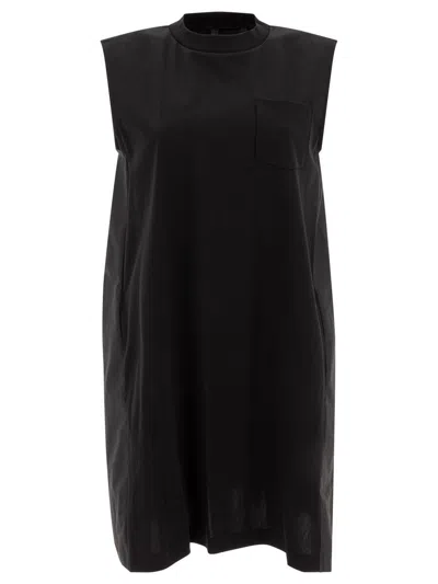 Sacai Crewneck Mini Dress In Black