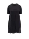 SACAI COTTON DRESS WITH BACK NYLON PANEL