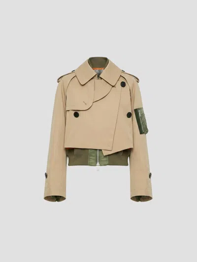 Sacai Cotton Gabardine Blouson In Neutral