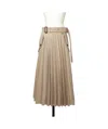 Sacai Womens Beige Pleated Wrap-front Woven Midi Skirt In Brown