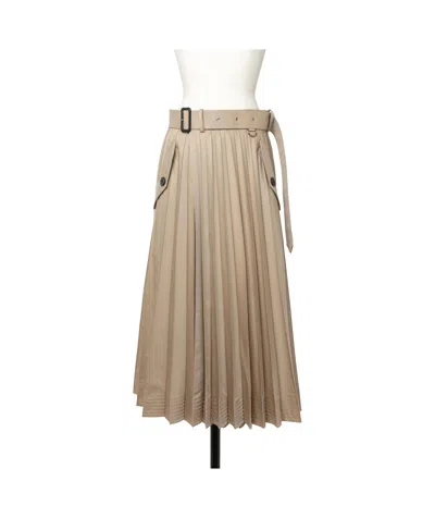 SACAI SACAI BELTED PLEATED MIDI SKIRT