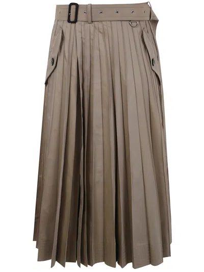 Sacai Cotton Gabardine Skirt Clothing In Brown