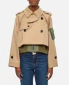 Sacai Layered Shell-trimmed Cotton-blend Gabardine And Knitted Jacket In Beige