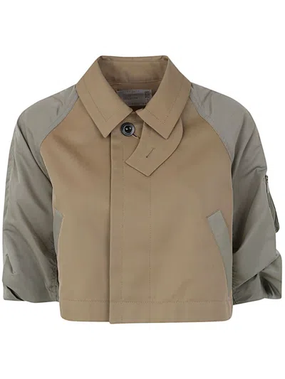 Sacai Cotton-blend Gabardine And Twill Jacket In Brown