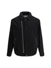Sacai Buttoned Collar Cotton Jacket With Elasticized Hem In Black