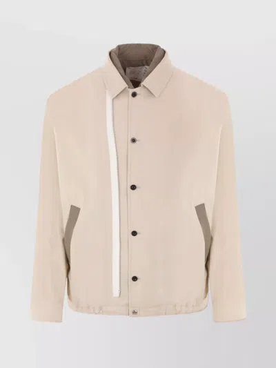 SACAI COTTON JACKET COLLARED ELASTICATED HEM