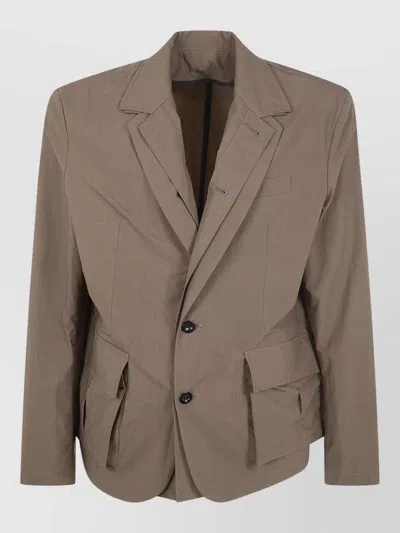 Sacai Cotton Jacket Single Breasted Notched Lapels In Brown