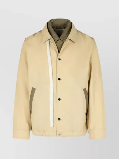 Sacai Cotton Jacket With Elasticated Hem And Collar In Neutrals