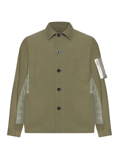Sacai Cotton Jacket With Nylon Details Applied In Green