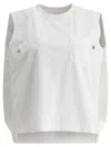 Sacai Cotton Jersey And Nylon Twill Tank Top Tops White In White