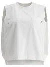 Sacai Cotton Jersey And Nylon Twill Tank Top Tops White In White