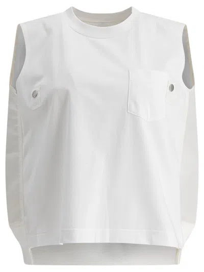 Sacai Cotton Jersey And Nylon Twill Tank Top