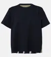 Sacai Cotton Jersey And Twill T-shirt In Navy×khaki