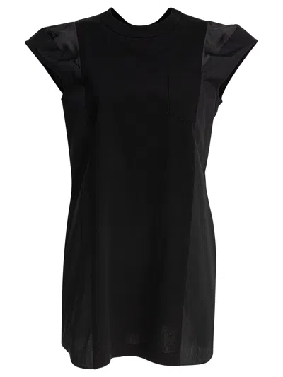 Sacai Cotton Jersey Dress Dresses Black