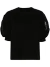 Sacai Panelled Puff-sleeve Cotton T-shirt In Schwarz