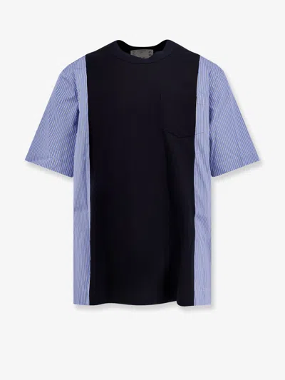 Sacai Cotton Jersey T-shirt With Popeline Inserts In Black