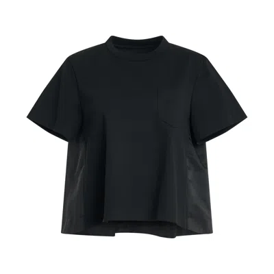 Sacai Cotton Jersey X Nylon Twill T-shirt In Black