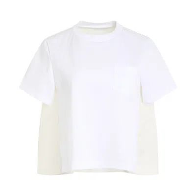 Sacai Cotton Jersey X Nylon Twill T-shirt In White