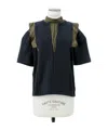 Sacai Cotton Jersey X Satin T-shirt In Navy/khaki