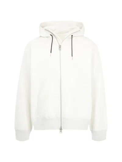 Sacai Cotton Jersey Zip-up Hoodie In White