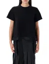 Sacai X Women's Nylon Twill X Cotton Jersey T-shirt In Black