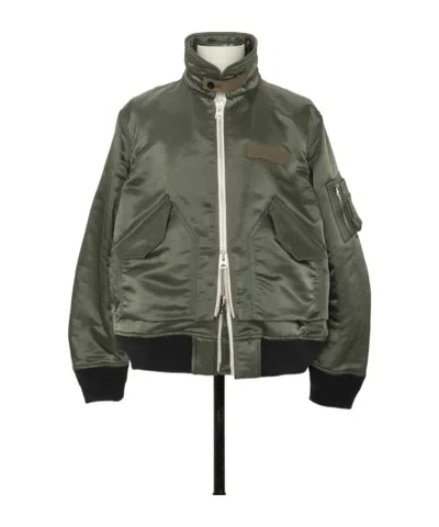 Sacai Layered Zip-fastening Jacket In Green
