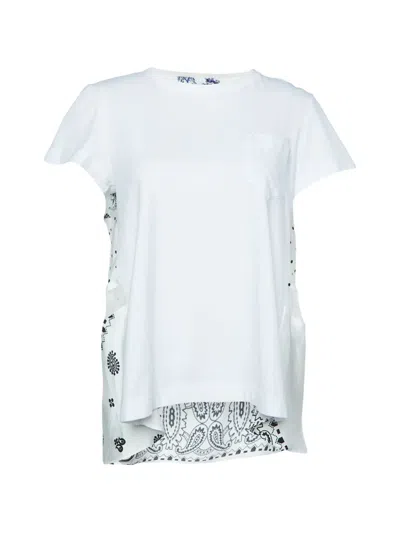 Pre-owned Sacai Cotton Paisley-print T-shirt In White