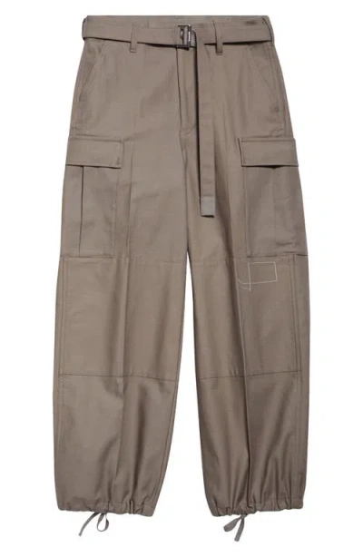 Sacai Cotton Parachute Cargo Pants In Taupe