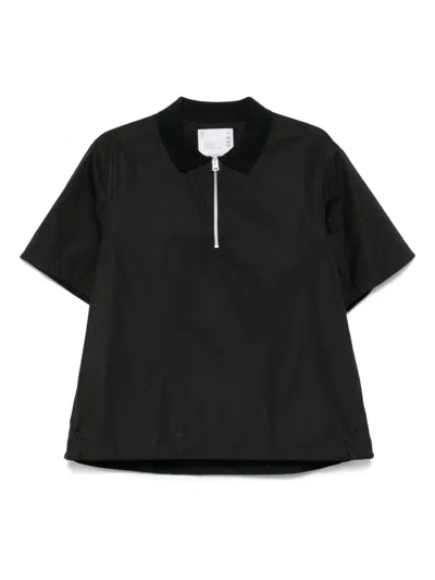 Sacai Cotton Polo Shirt In Black