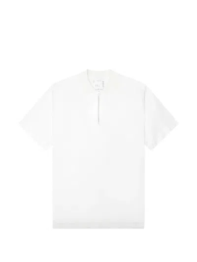 Sacai White Cotton Jersey Polo In Animal Print