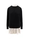 Sacai Short Dress With Layered Design And Button Detail In Multi
