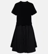 Sacai Cotton Poplin And Jersey Maxi Dress In Black