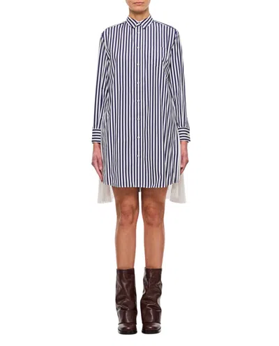 Sacai Cotton Poplin Dress In Blue