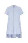 Sacai Cotton Shirt With Pleated Insert On The Back In Blue