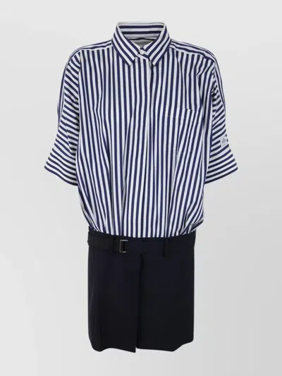 SACAI COTTON POPLIN DRESS STRIPED PATTERN