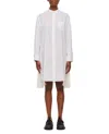 Sacai Pleated-side Long Button-front Shirtdress In White