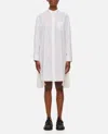 Sacai Pleated-side Long Button-front Shirtdress In White